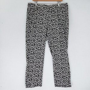 Lane Bryant Pants Womens 18 Black White Floral Tapered Leg High Waist Trousers